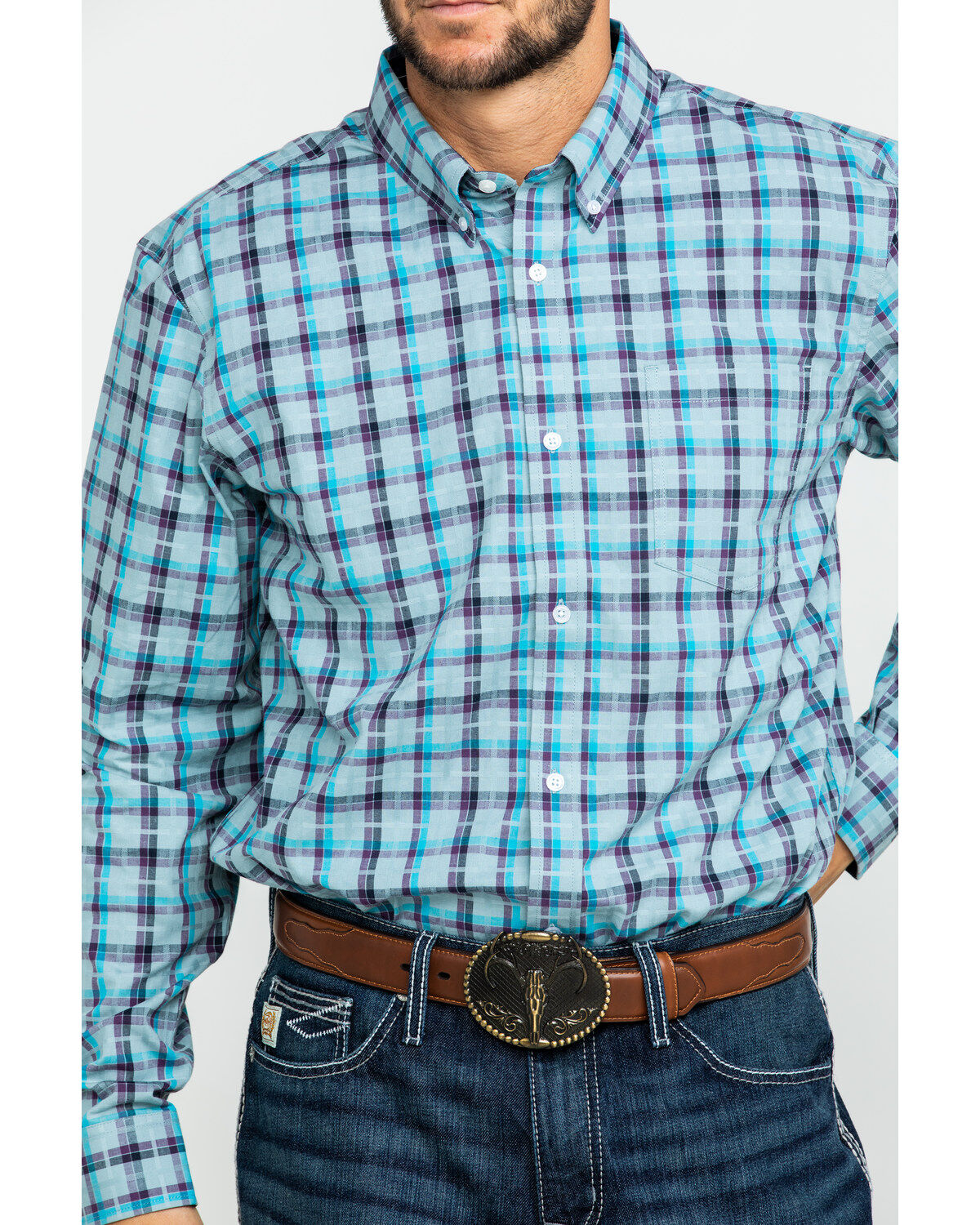 Image #4 - Cody James Core Men's Newberry Plaid Long Sleeve Western Shirt, , hi-res