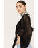 Wild Moss Women's Tie Front Textured Top, Black, hi-res