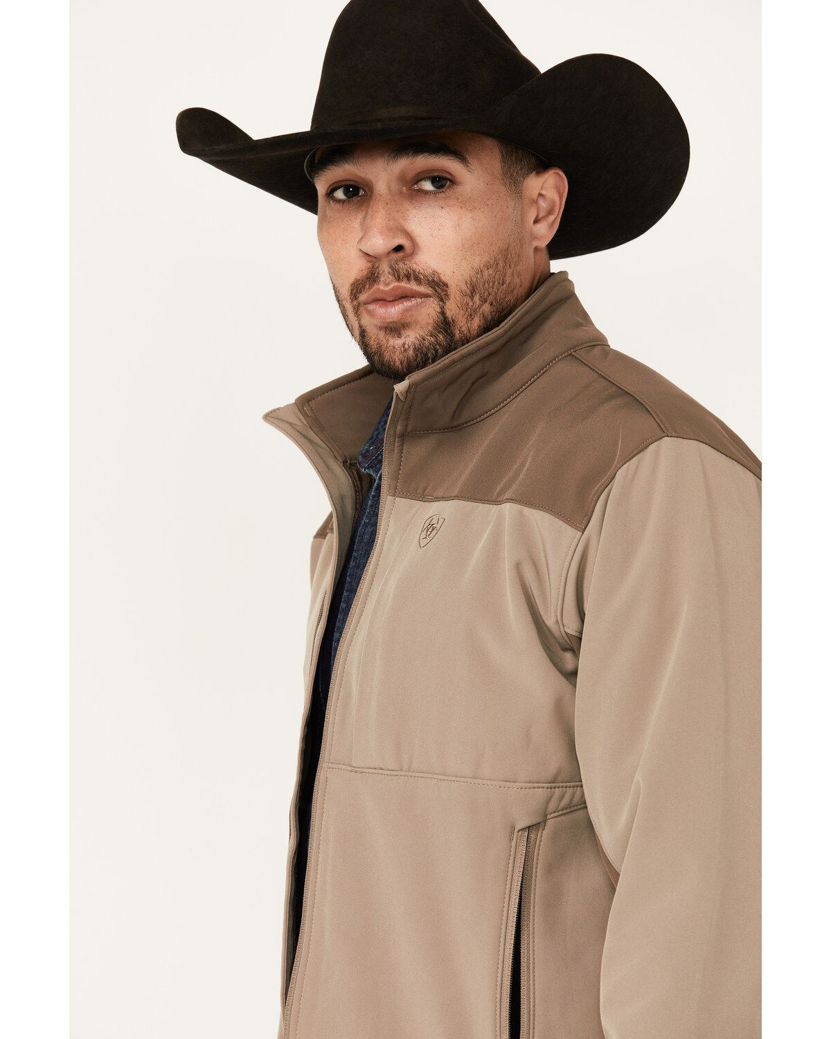 Image #2 - Ariat Men's Wyatt Color Block Softshell Jacket, Tan, hi-res