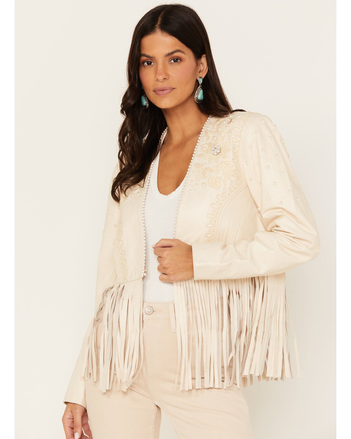 Image #1 - Boot Barn X Double D Ranch Women's Exclusive Embellished Fringe Bridal Jacket, , hi-res