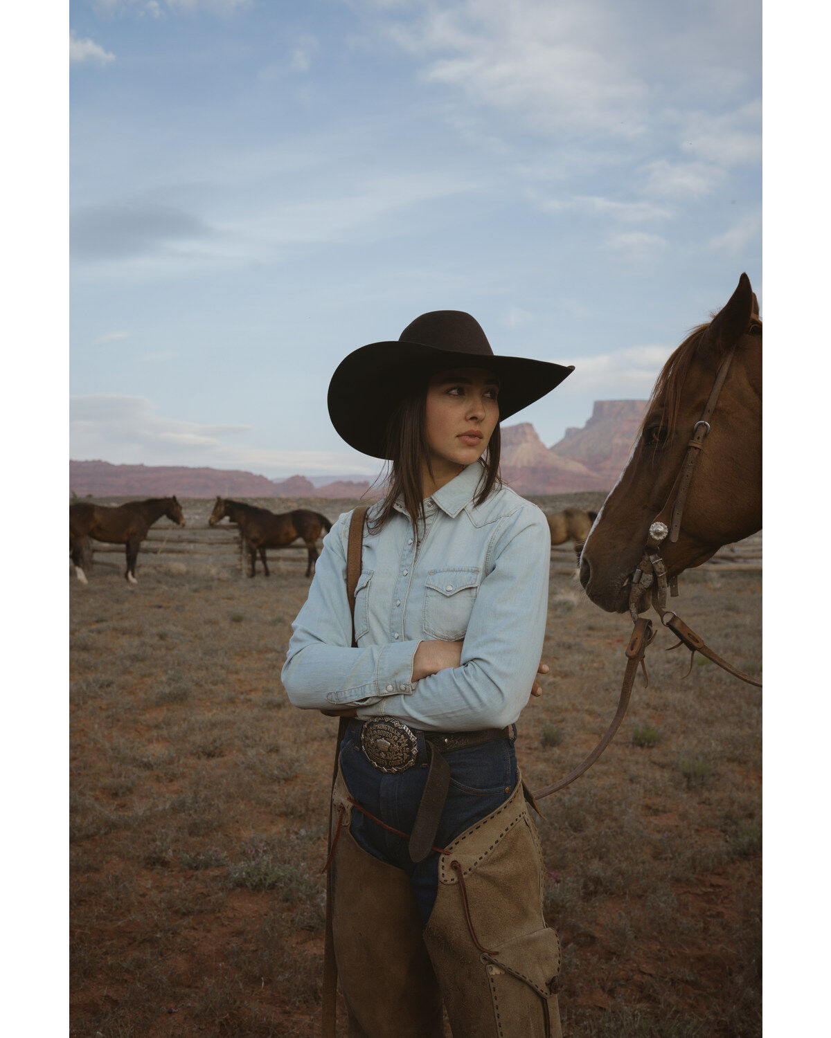 Image #1 - Shyanne Women's Light Wash Shy Life Western Denim Shirt, , hi-res