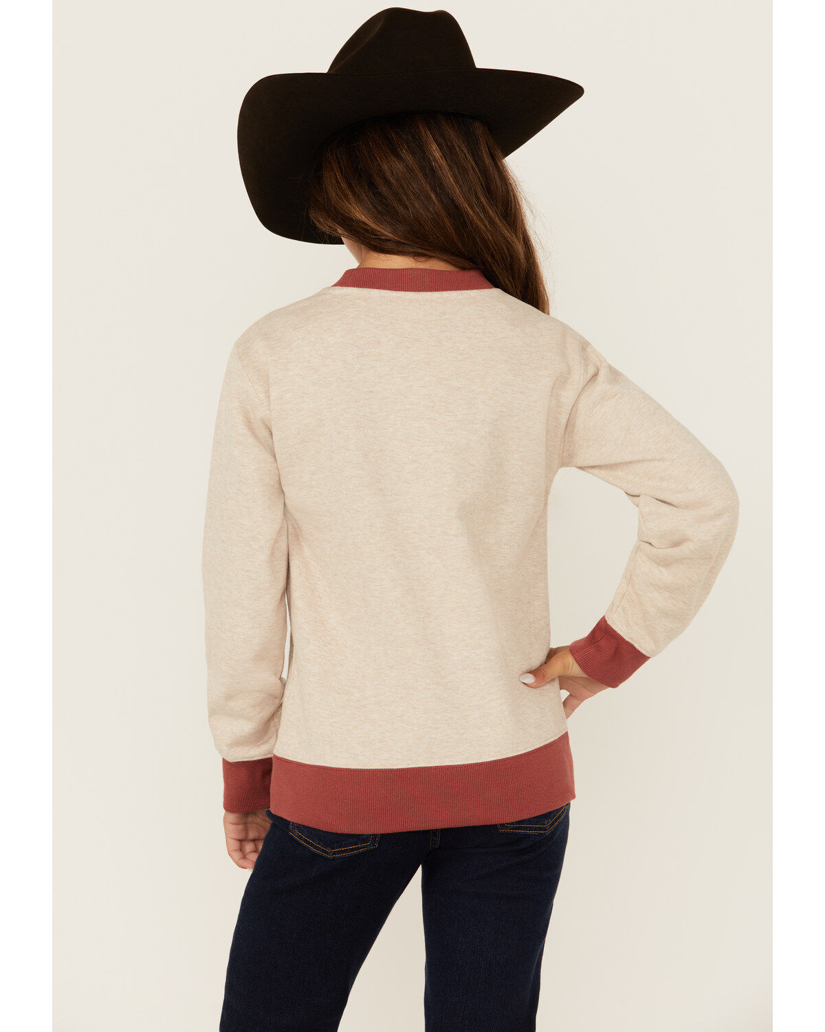 Image #4 - Ariat Girls' Bronco Print Long Sleeve Graphic Shirt, Oatmeal, hi-res