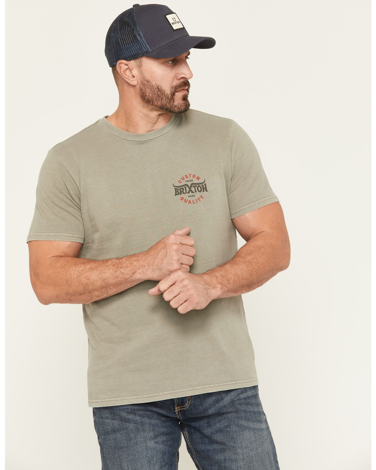 Image #2 - Brixton Men's Gibson Short Sleeve Graphic T-Shirt, Taupe, hi-res