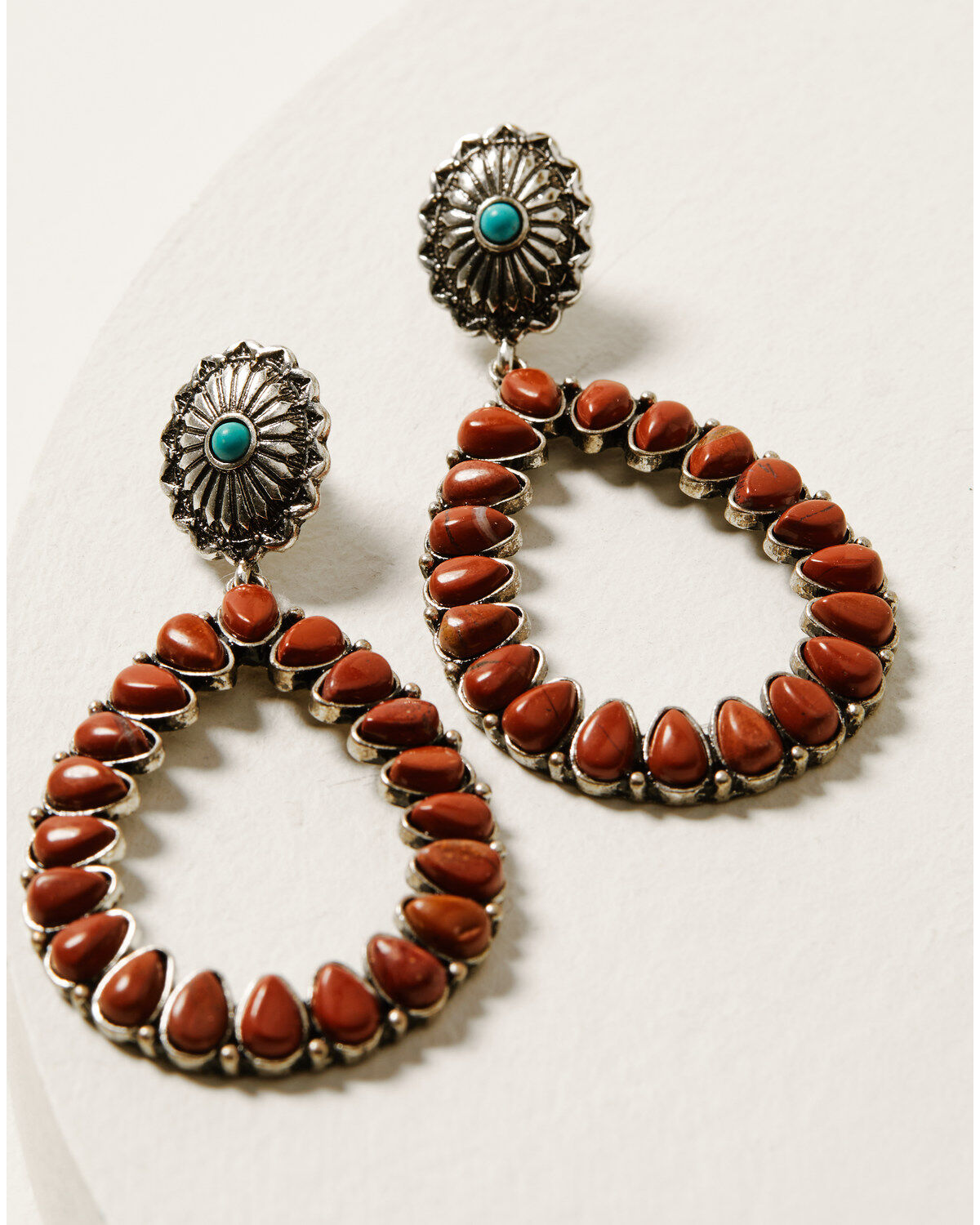 Image #1 - Shyanne Women's Canyon Sunset Concho Turquoise Earrings, Silver, hi-res