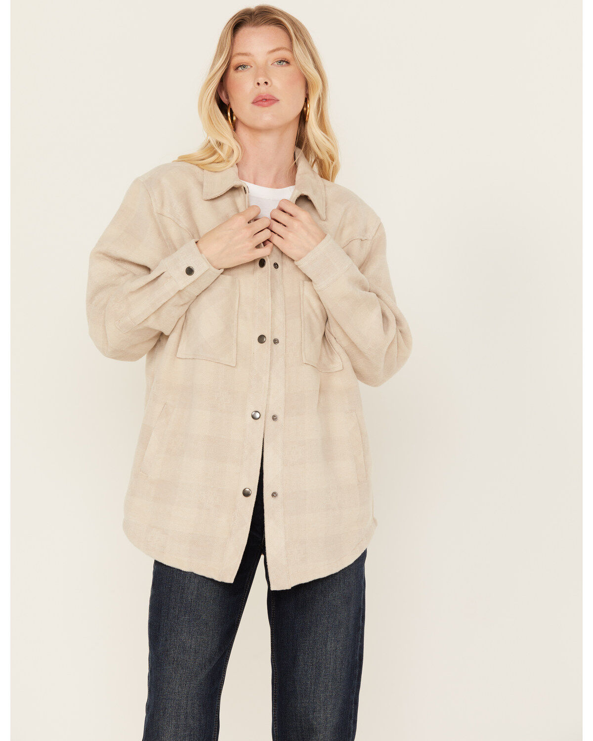 Image #1 - Rock & Roll Denim Women's Western Shacket, Natural, hi-res