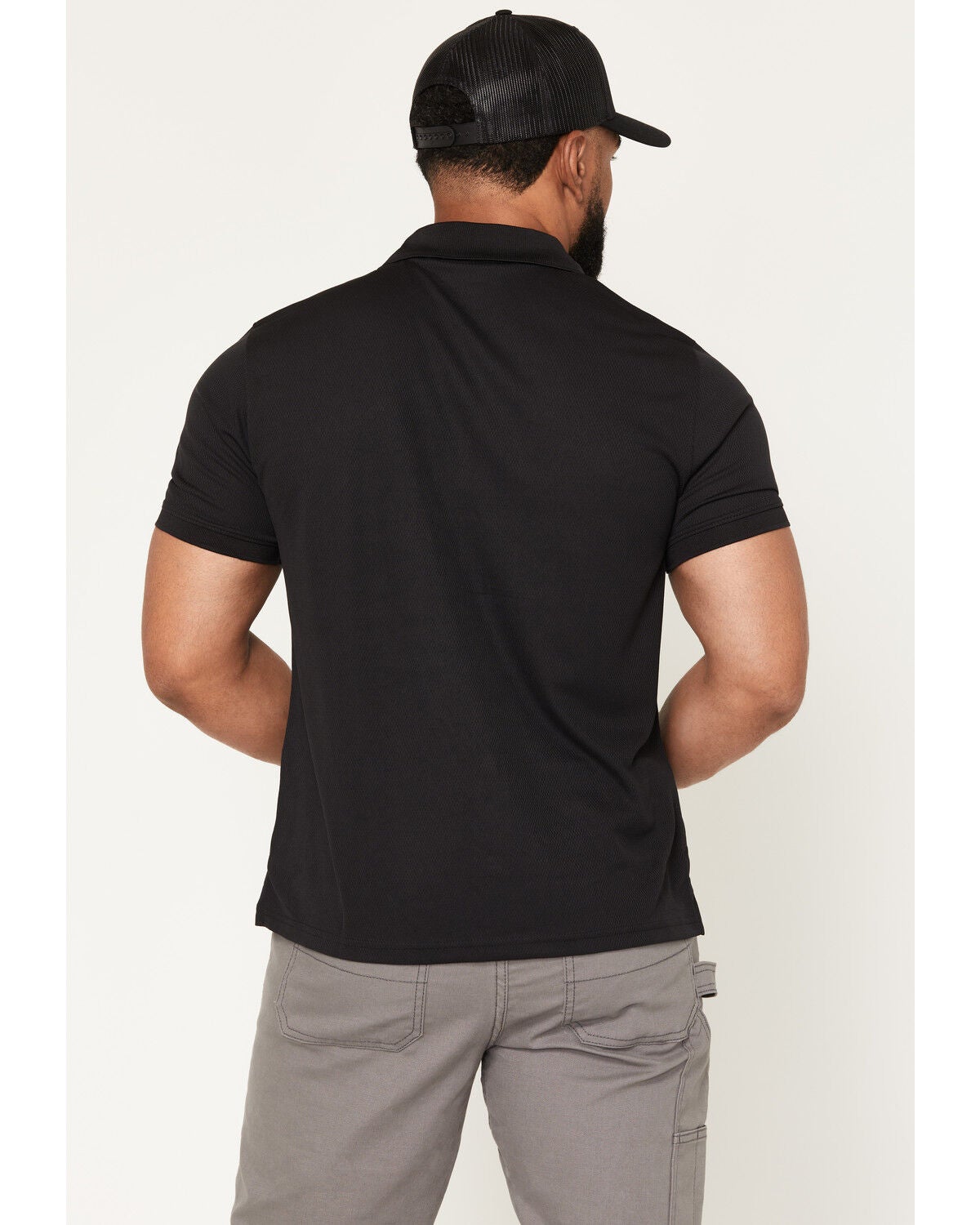Image #4 - Strauss Men's Solid Short Sleeve Button-Down Performance Polo Shirt, Black, hi-res