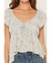 Image #3 - Wild Moss Women's Floral Print Hanky Hem Short Sleeve Top, Light Blue, hi-res