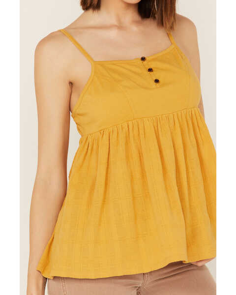 Image #3 - Cleo + Wolf Women's Knit Babydoll Tank Top, Gold, hi-res