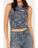 Image #3 - Shyanne Women's Marbled Yarn Sweater Tank, Dark Blue, hi-res