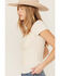 Wild Moss Women's Crochet Ribbed Knit Top, Ivory, hi-res