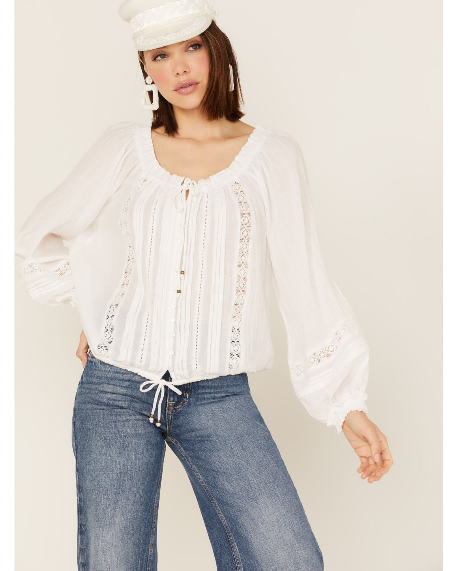 Image #1 - Revel Women's Crochet Blouse, White, hi-res