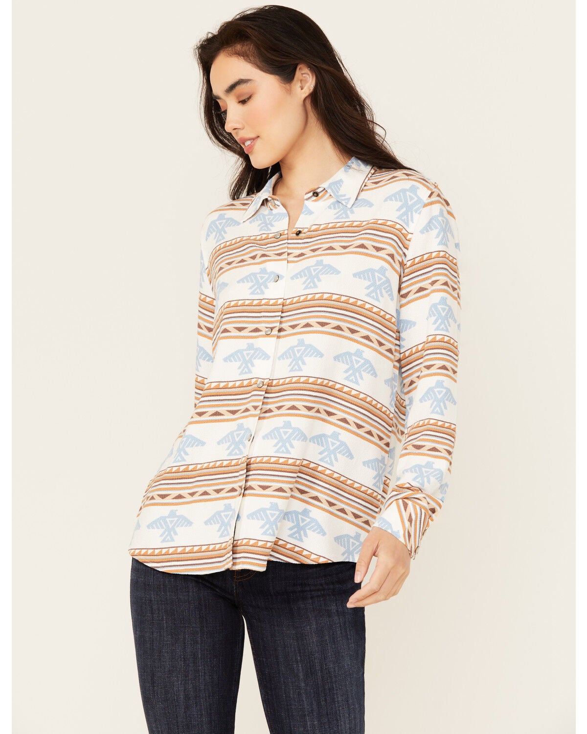 Idyllwind Women's Thunderbird Long Sleeve Snap Western Shirt, Ivory, hi-res