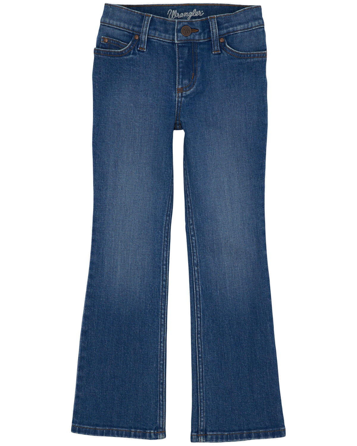 Image #2 - Wrangler Girls' Dark Wash Bootcut Stretch Denim Jeans, Dark Wash, hi-res