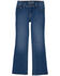 Image #2 - Wrangler Girls' Dark Wash Bootcut Stretch Denim Jeans, Dark Wash, hi-res