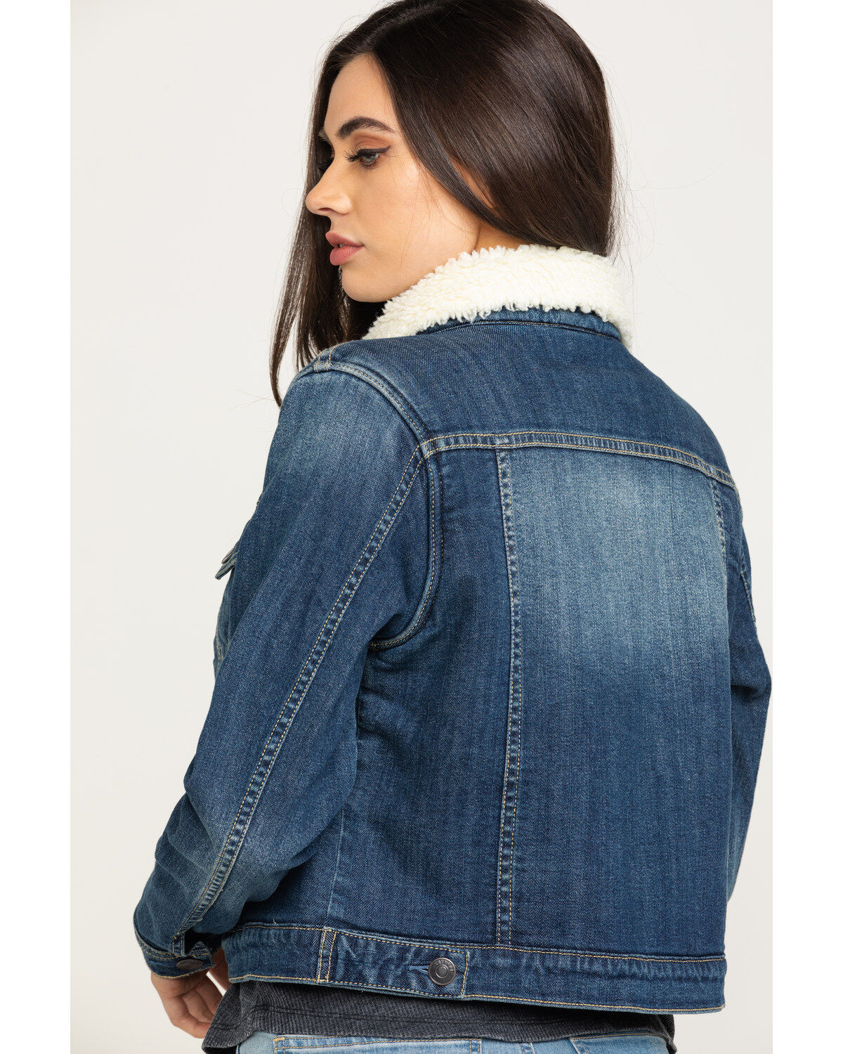 Image #5 - Shyanne Women's Medium Denim Sherpa Trucker Jacket , , hi-res