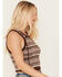 Beyond The Radar Women's Howdy Stripe Knit Sweater Cropped Tank Top, Brown, hi-res