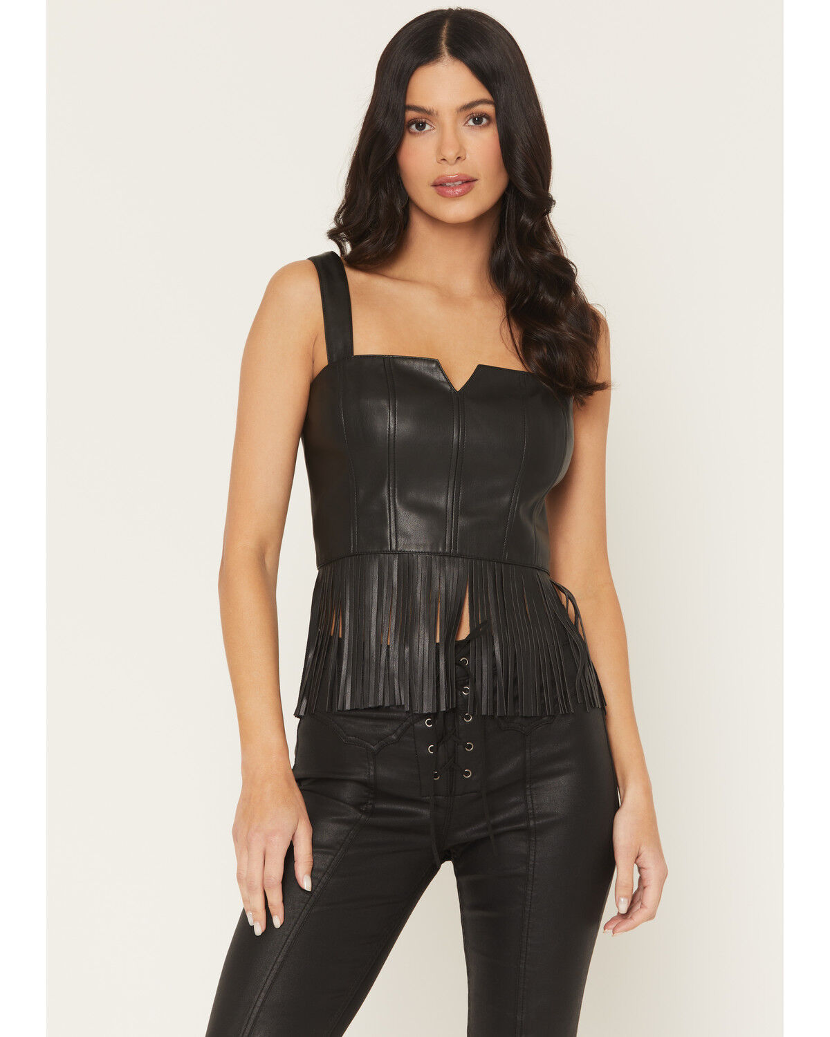 Image #2 - Idyllwind Women's Roycroft Faux Leather Fringe Bustier, Black, hi-res