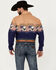 Panhandle Men's We The People Border Long Sleeve Snap Western Shirt , Navy, hi-res