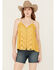 Image #1 - Miss Me Women's Sleeveless Lettuce Hem Tank Top, Yellow, hi-res
