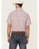 Panhandle Select Men's Small Geo Print Short Sleeve Snap Western Shirt , Red, hi-res