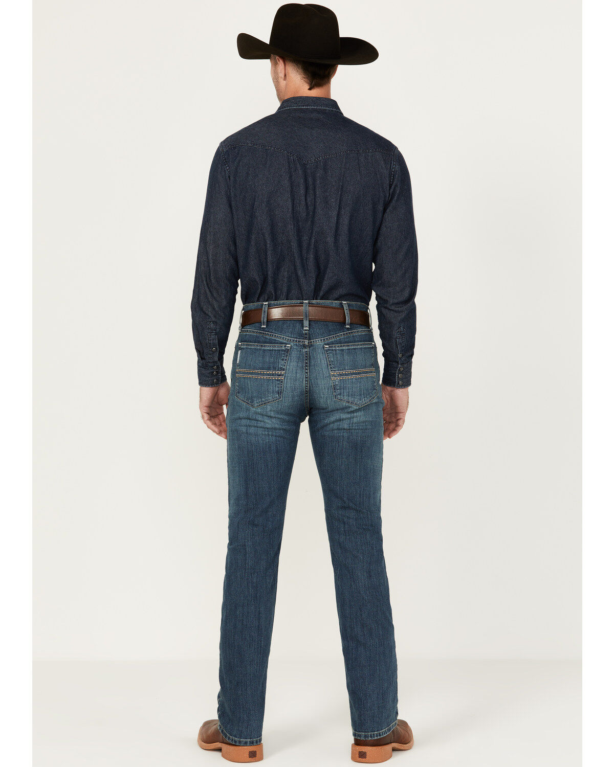 Image #3 - Cinch Men's Silver Label Medium Stonewash Performance Stretch Slim Straight Denim Jeans, Indigo, hi-res