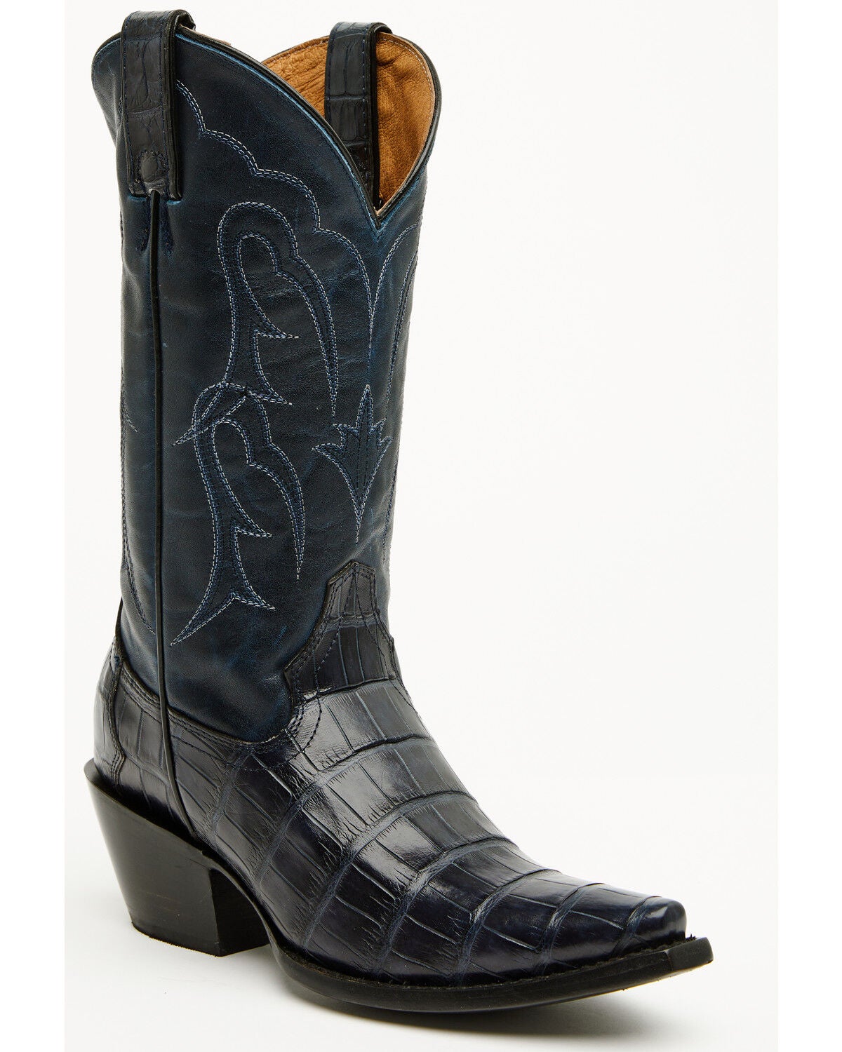 Shyanne Women's Aspen Exotic American Alligator Western Boots - Snip Toe, Navy, hi-res