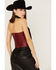 Boot Barn X Understated Leather Women's Louise Leather Bustier, Red, hi-res