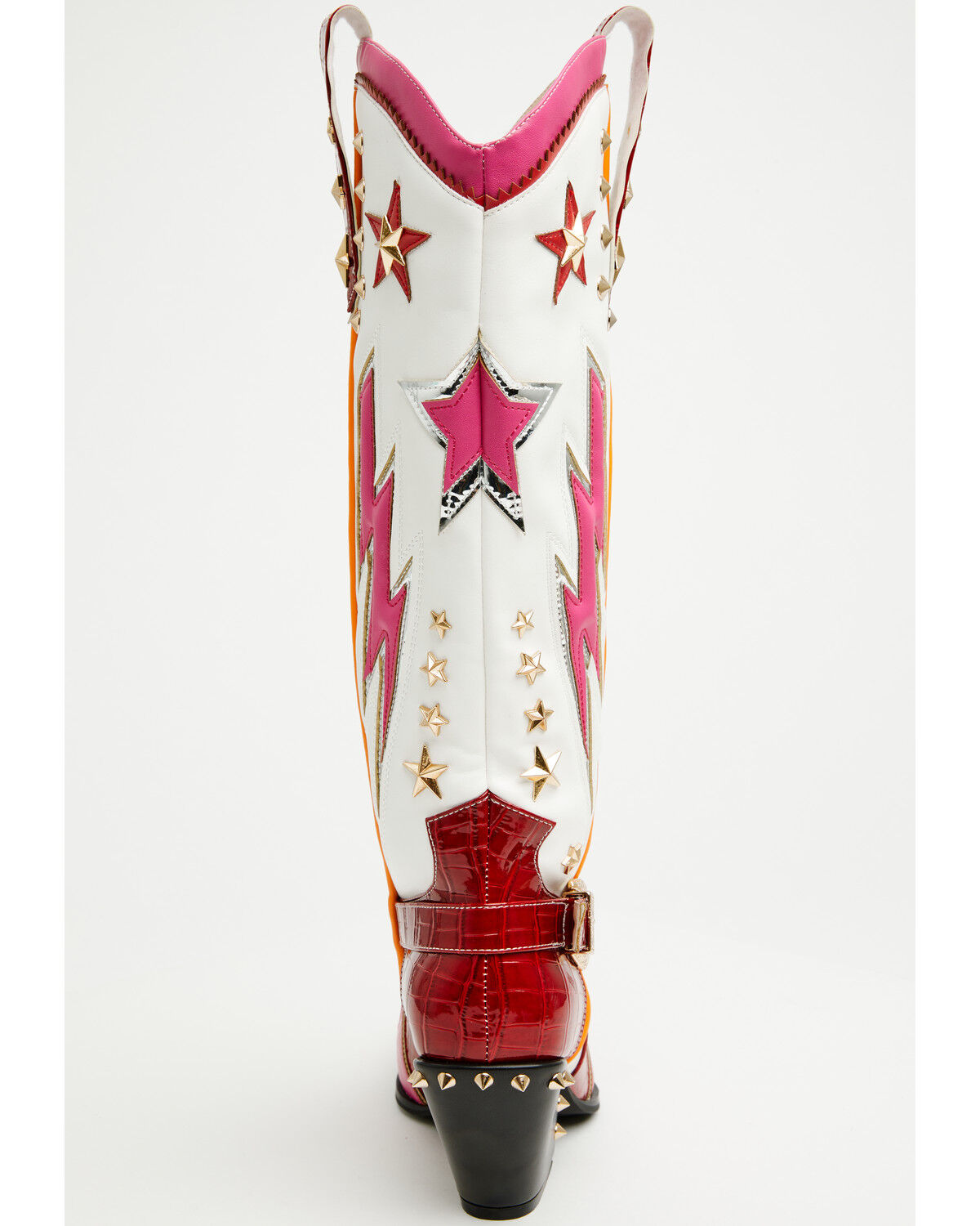 Image #5 - Azalea Wang Women's Cheona Star Studded Inlay Tall Fashion Boots - Snip Toe, Red, hi-res