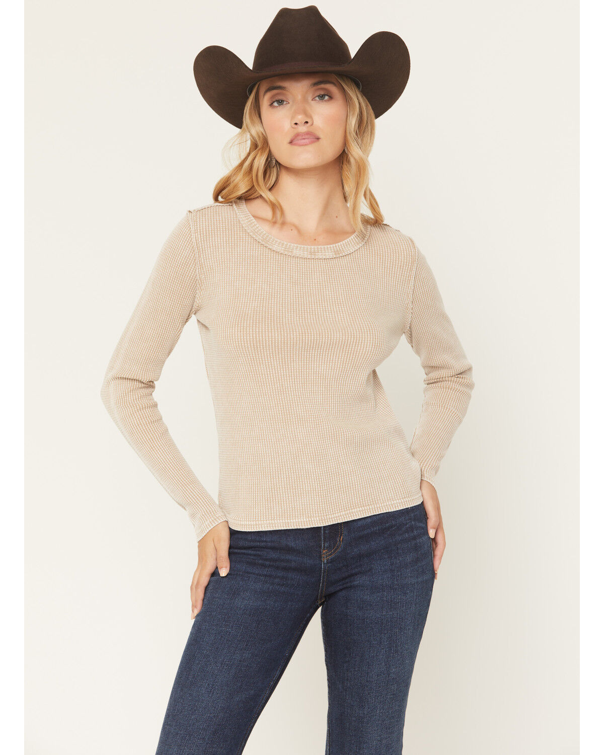 Image #1 - White Crow Women's Solid Long Sleeve Thermal Shirt, Tan, hi-res