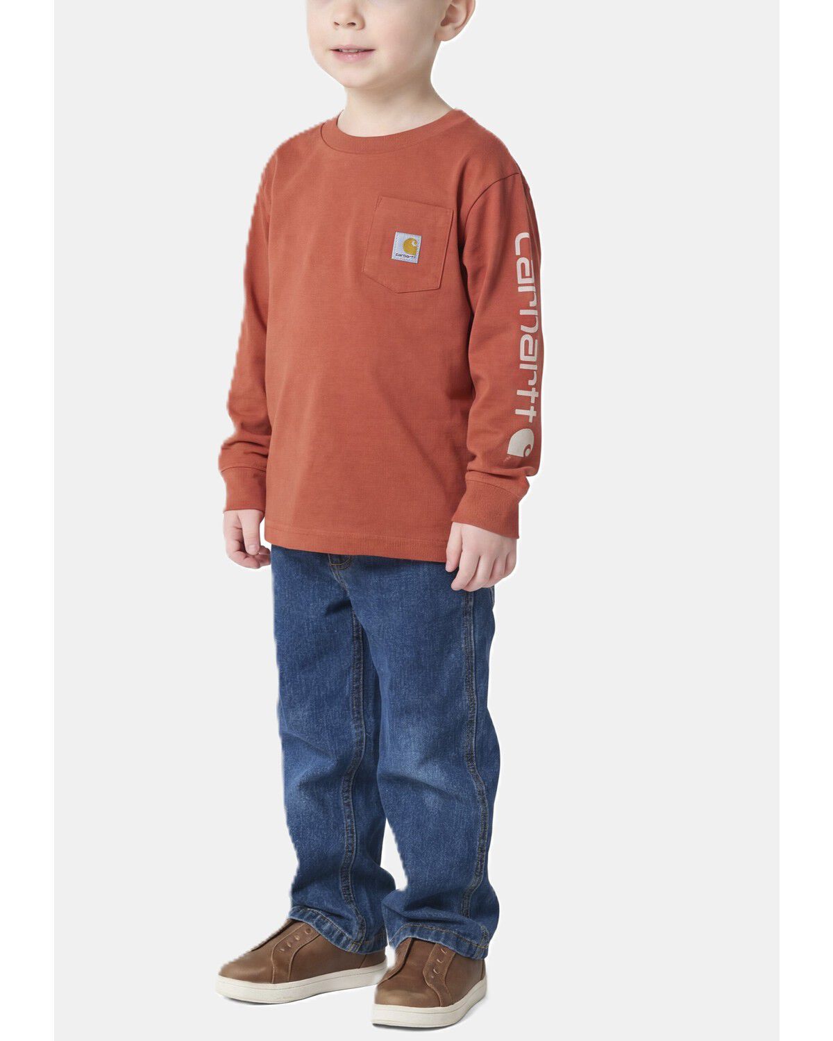 Image #3 - Carhartt Toddler Boys' Pocket Logo Long Sleeve T-Shirt, Red, hi-res