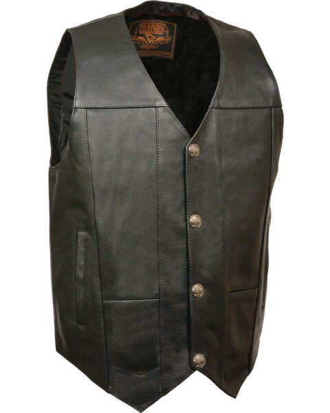 Milwaukee Leather Men's Buffalo Snap Plain Side Vest - 4X, Black, hi-res