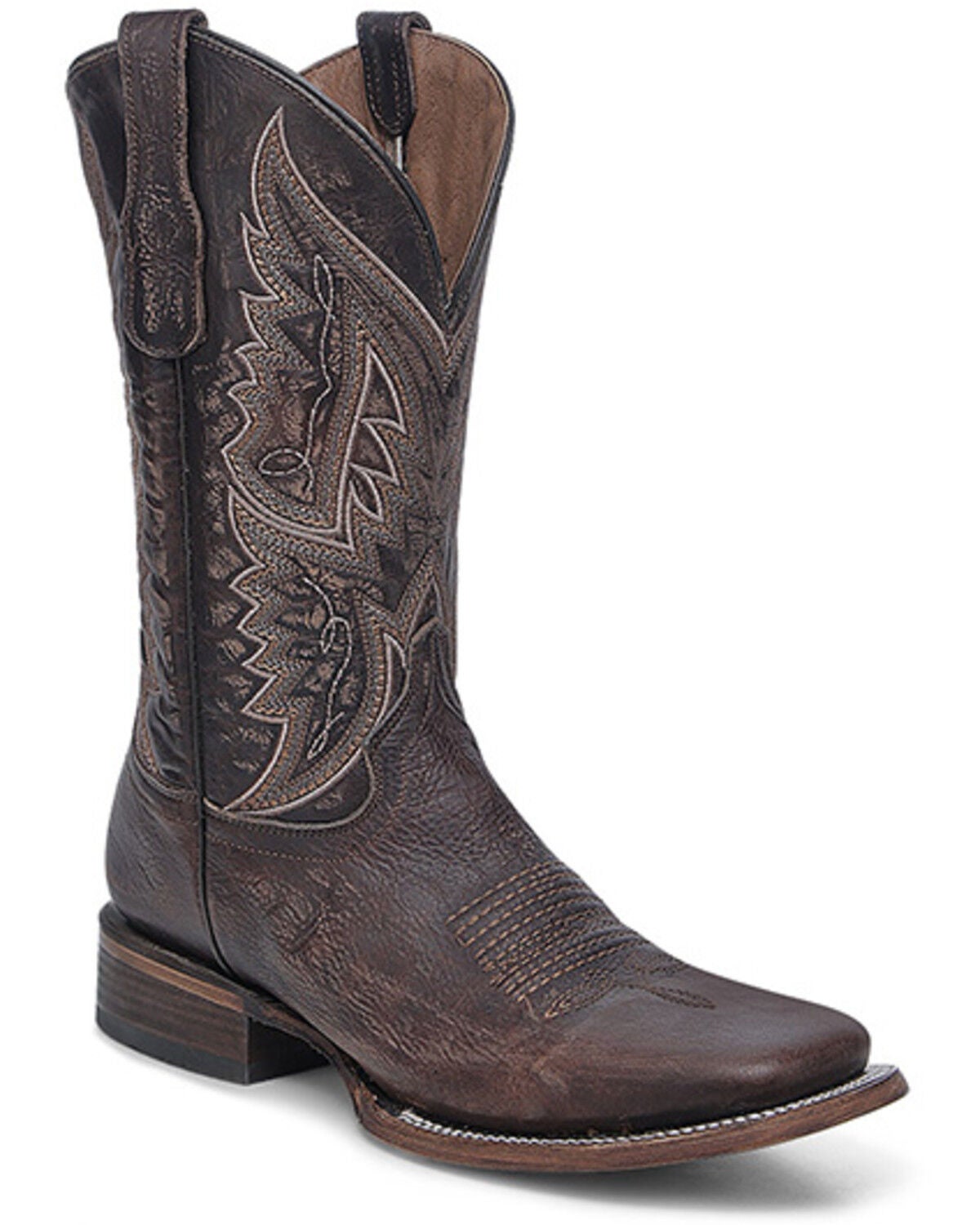Corral Men's Embroidered Western Boots - Broad Square Toe, Chocolate, hi-res
