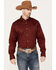 Image #1 - RANK 45® Men's Twill Logo Long Sleeve Button-Down Stretch Western Shirt , Wine, hi-res