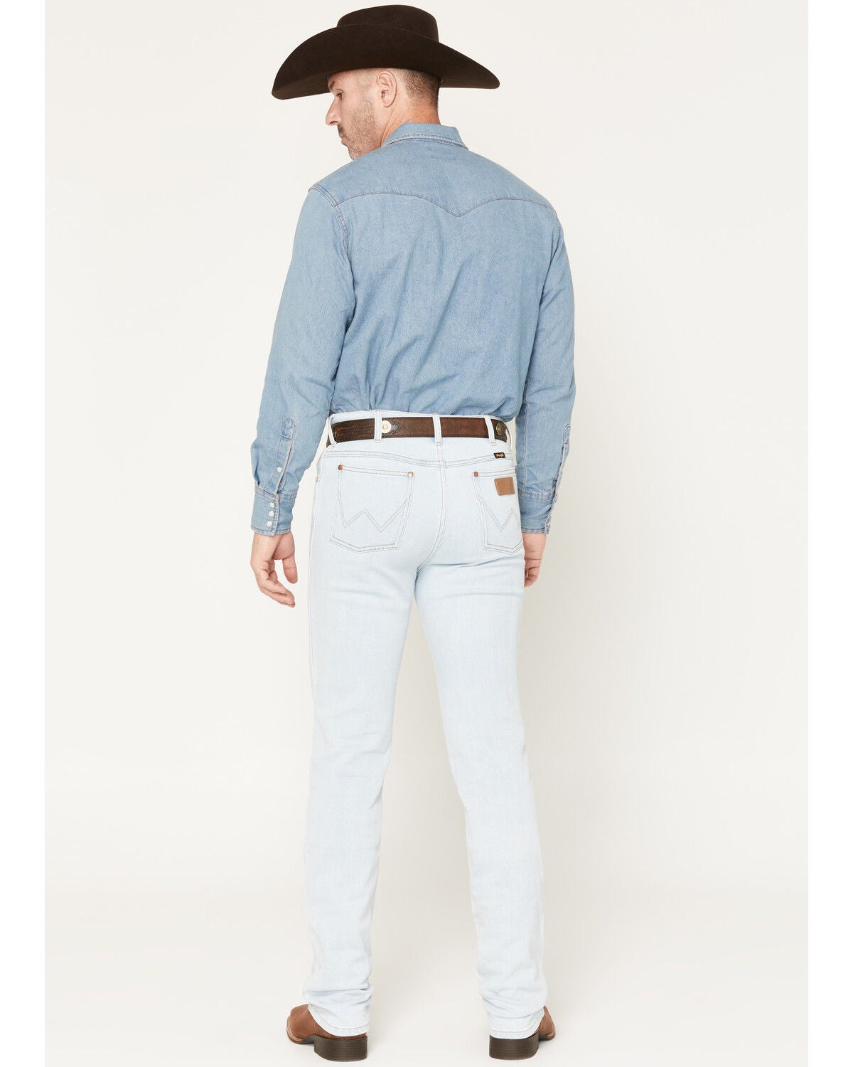 Image #3 - Wrangler Men's 936 Toughlite Light Wash Cowboy Cut Slim Straight Stretch Denim Jeans, Light Wash, hi-res