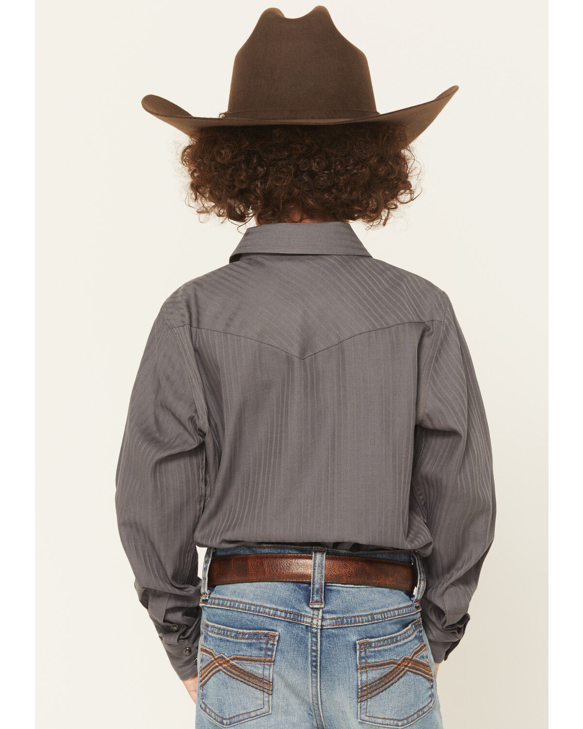 Image #4 - Gibson Trading Co Boys' Striped Long Sleeve Pearl Snap Western Shirt, Grey, hi-res
