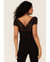 Image #4 - Shyanne Women's Black Lace Knit Flutter Sleeve Crop Top, Black, hi-res