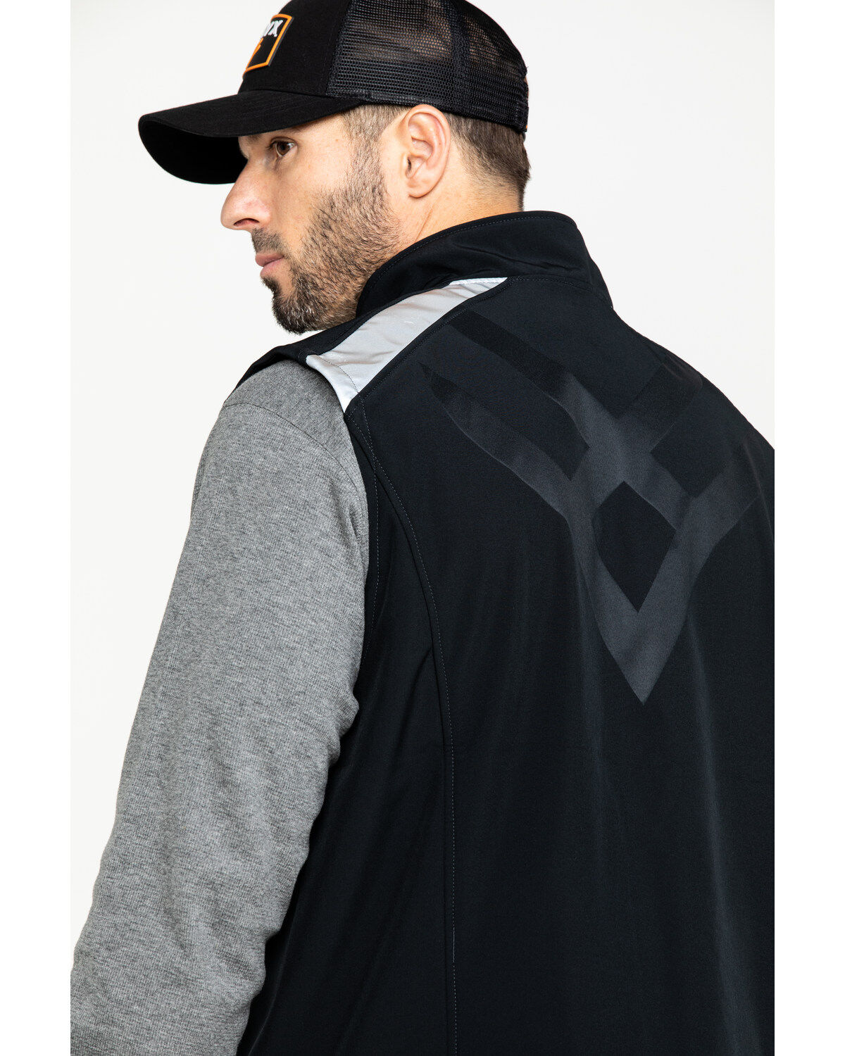 Image #5 - Hawx Men's Reflective Softshell Moto Work Vest, Black, hi-res