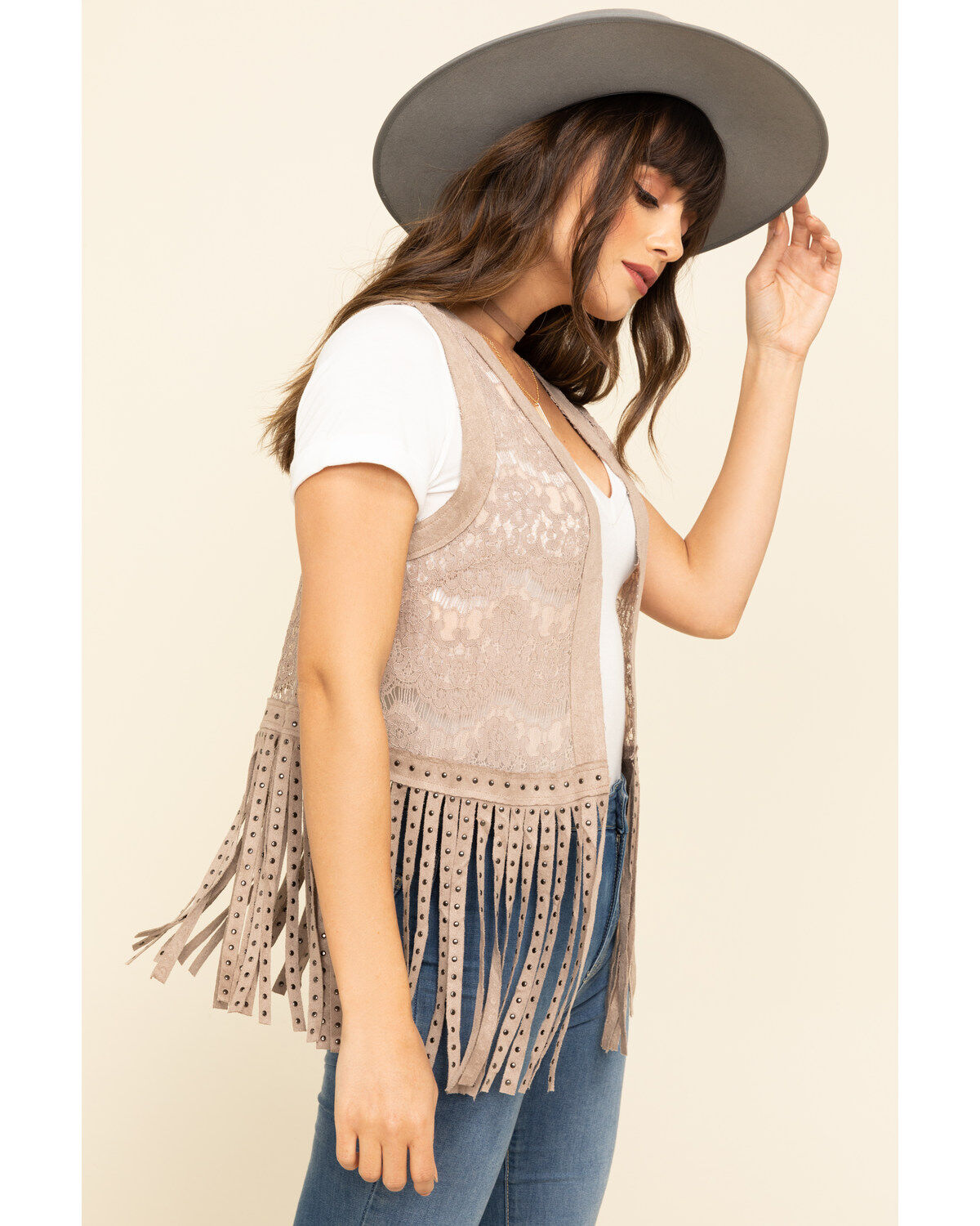 Image #3 - Vocal Women's Lace Studded Fringe Vest, , hi-res