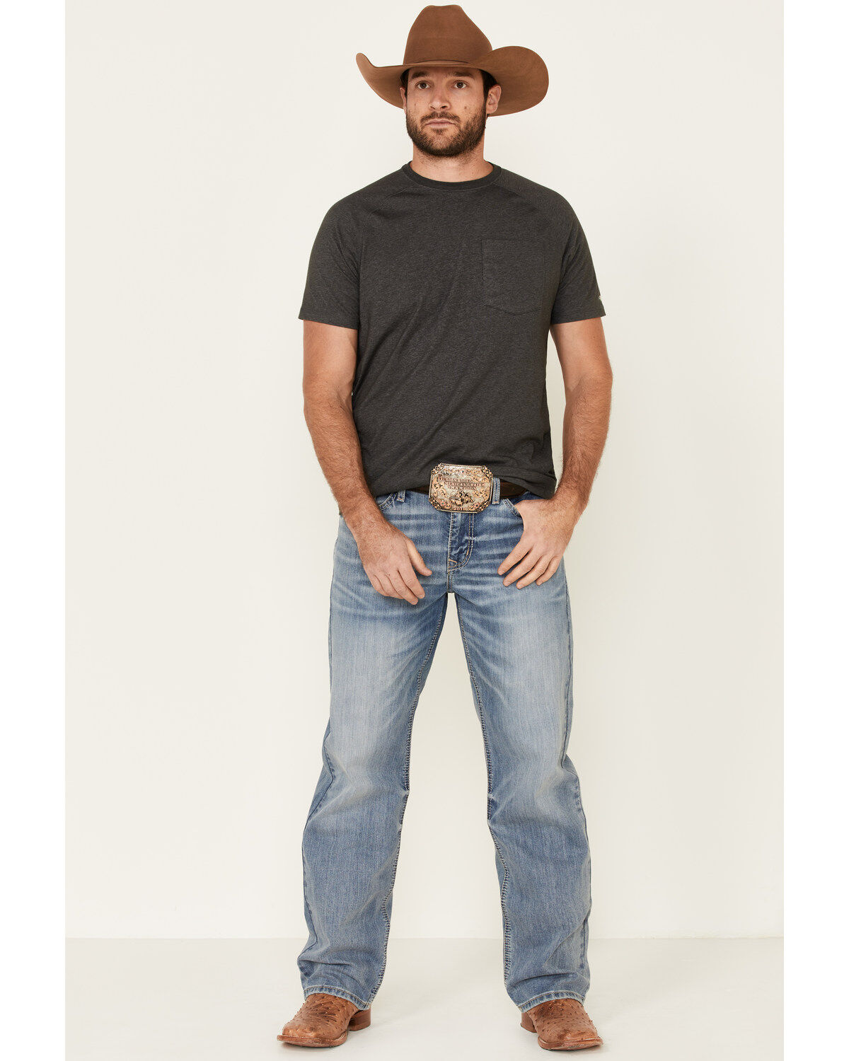 Image #1 - Cinch Men's Grant Light Stone Performance Stretch Relaxed Bootcut Jeans, , hi-res