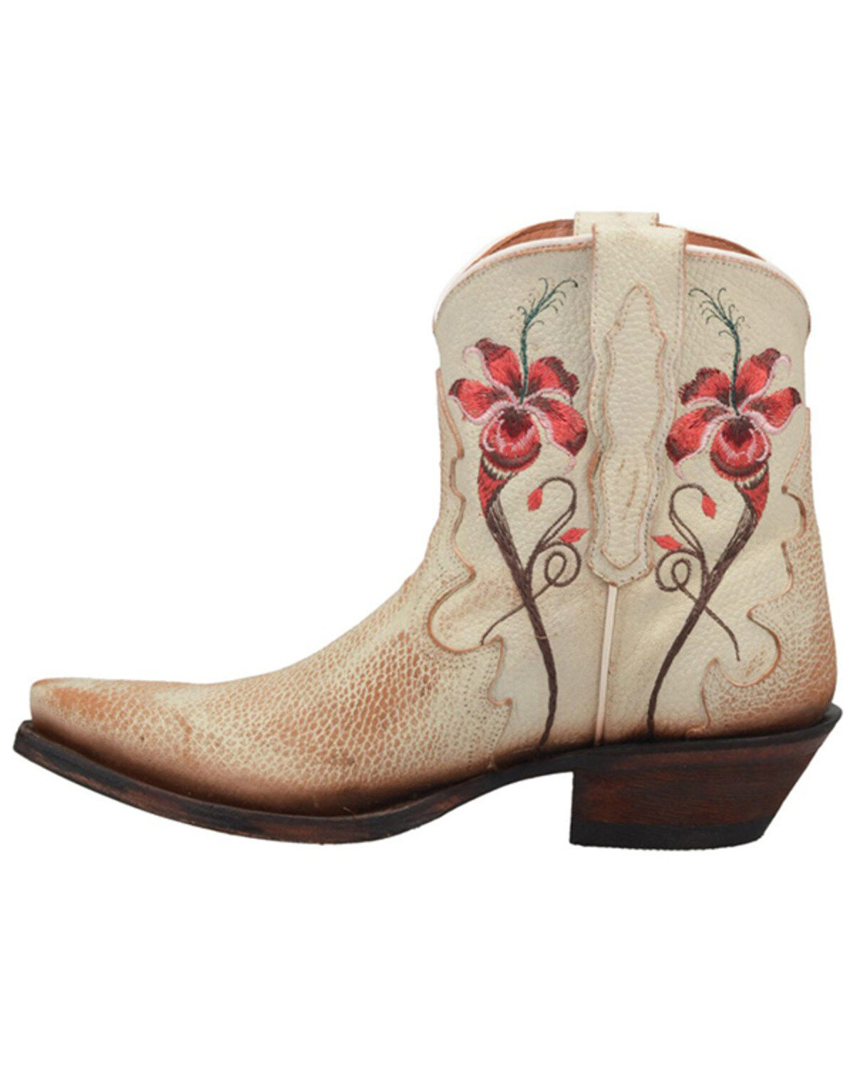 Image #3 - Dan Post Women's Rustic Flower Embroidery Western Booties - Snip Toe , , hi-res