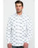 Image #1 - Rock & Roll Denim Men's Bull Skull Print Long Sleeve Western Shirt, Charcoal, hi-res