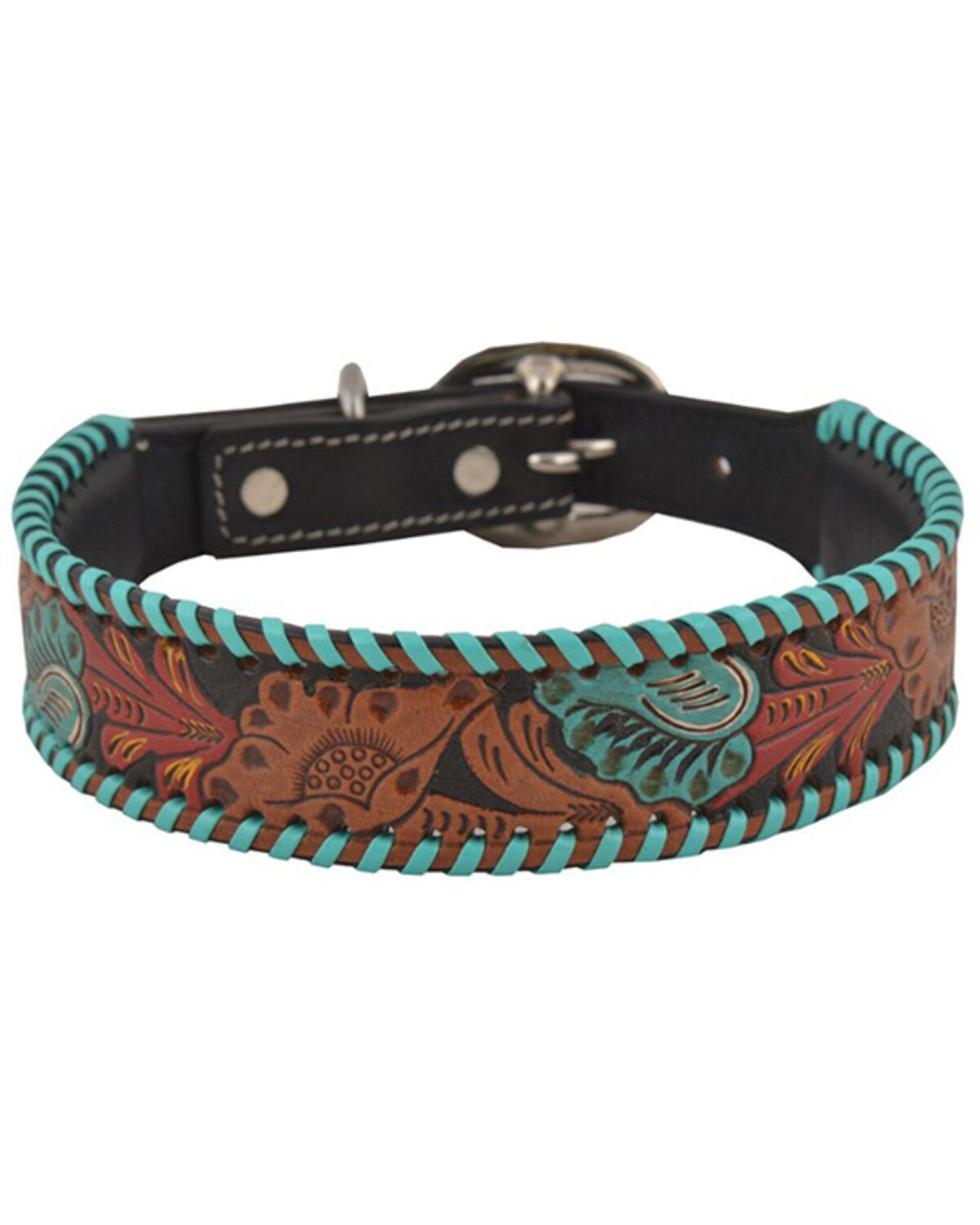 Image #2 - Myra Full Bloom Tooled Leather Dog Collar, , hi-res