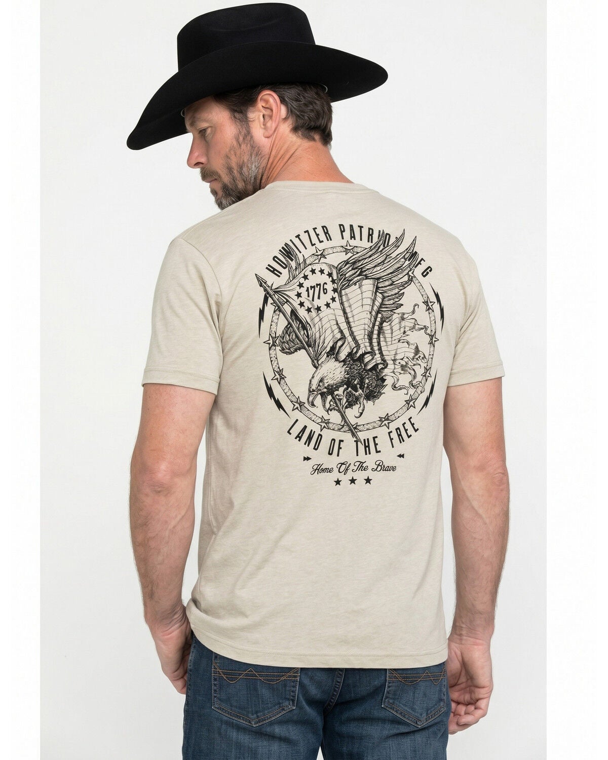 Howitzer Men's Boot Barn Exclusive Patriot Eagle Short Sleeve Graphic T-Shirt, Cream, hi-res