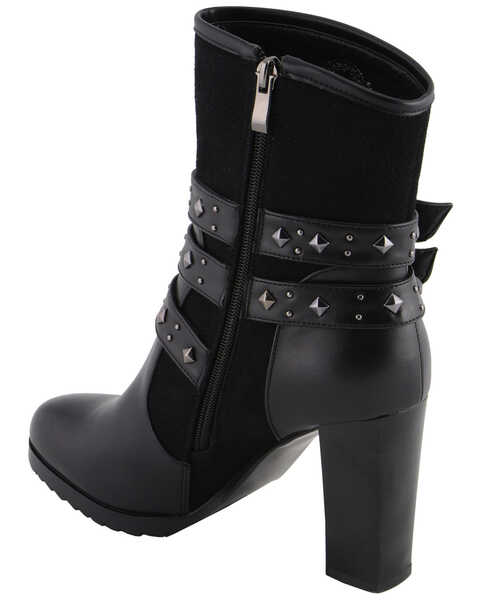 Image #8 - Milwaukee Leather Women's Block Heel Triple Strap Riding Boots - Round Toe, Black, hi-res