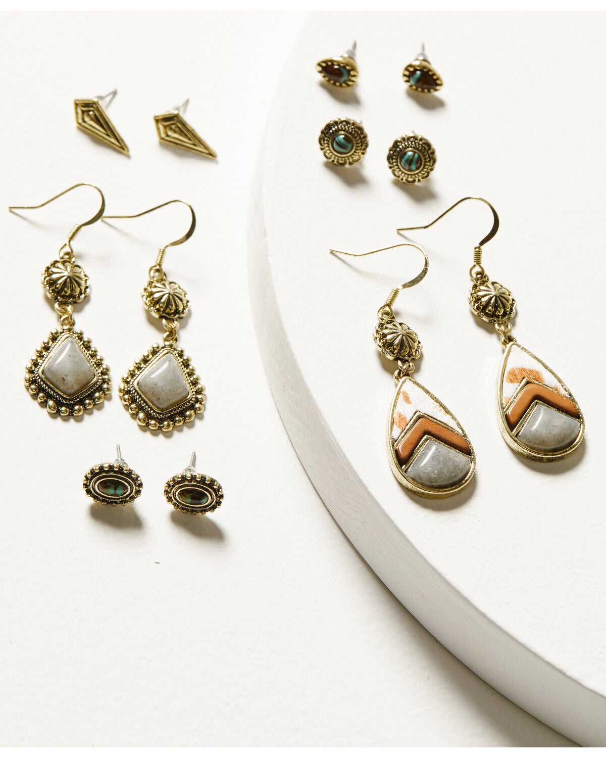Shyanne Women's Soleil Inlay Earring Set - 6 Piece, Gold, hi-res
