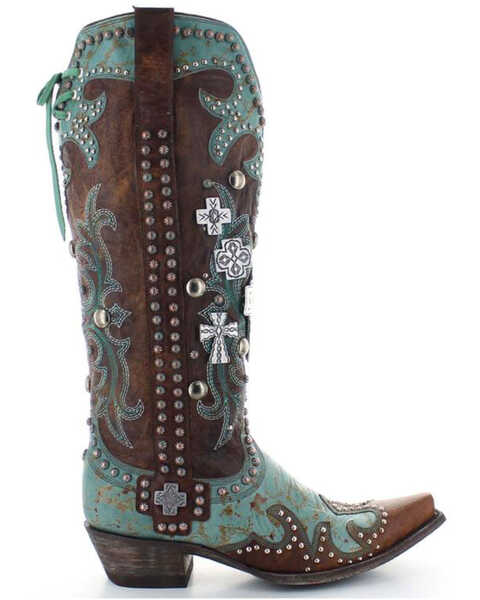 Image #3 - Old Gringo Double D Ranch Ammunition Turquoise Cowgirl Boots - Snip Toe, , hi-res