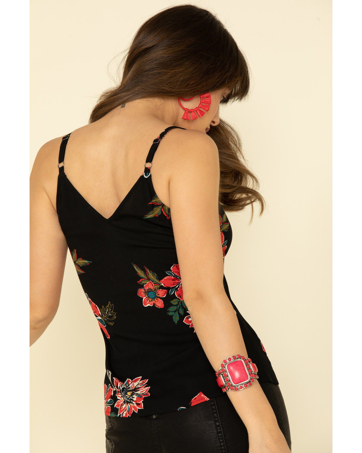 Image #3 - Shyanne Women's Black Floral Button Tie Tank Top, , hi-res