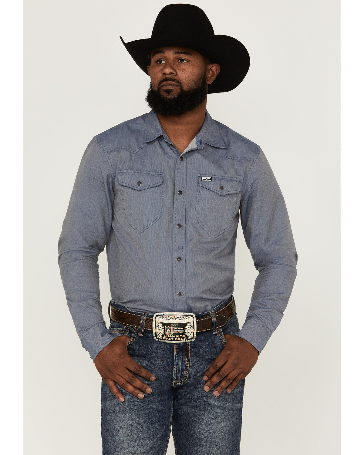 Image #1 - Kimes Ranch Men's Tucson Solid Herringbone Snap Western Shirt, , hi-res