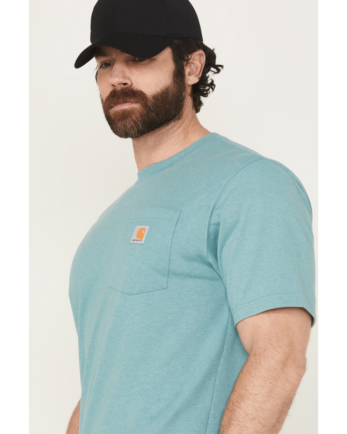 Carhartt Men's Loose Fit Heavyweight Short Sleeve Pocket Work T-Shirt, Blue, hi-res
