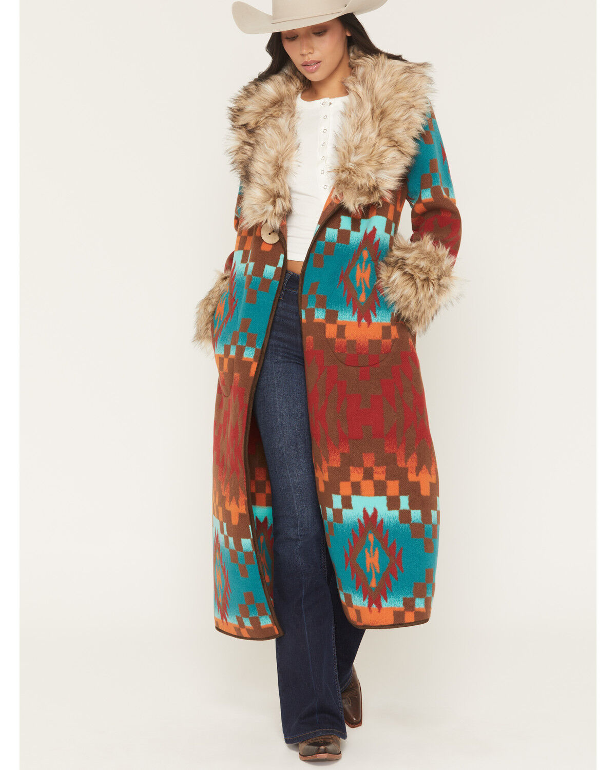 Image #1 - Tasha Polizzi Women's Casey Southwestern Print Blanket Coat, Multi, hi-res